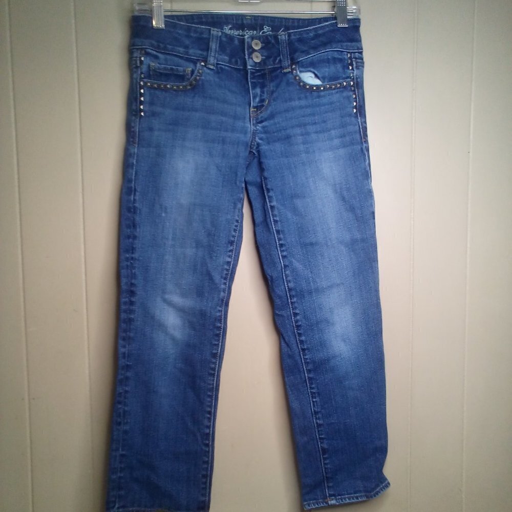 American Eagle Cropped Jeans 4 Artist Stretch Rhinestones